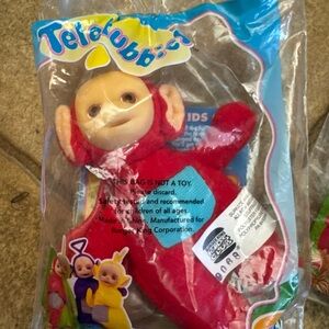 Vintage 1999 Red Teletubbies Po Backpack Clip Plush Character Burger King 4 Inch